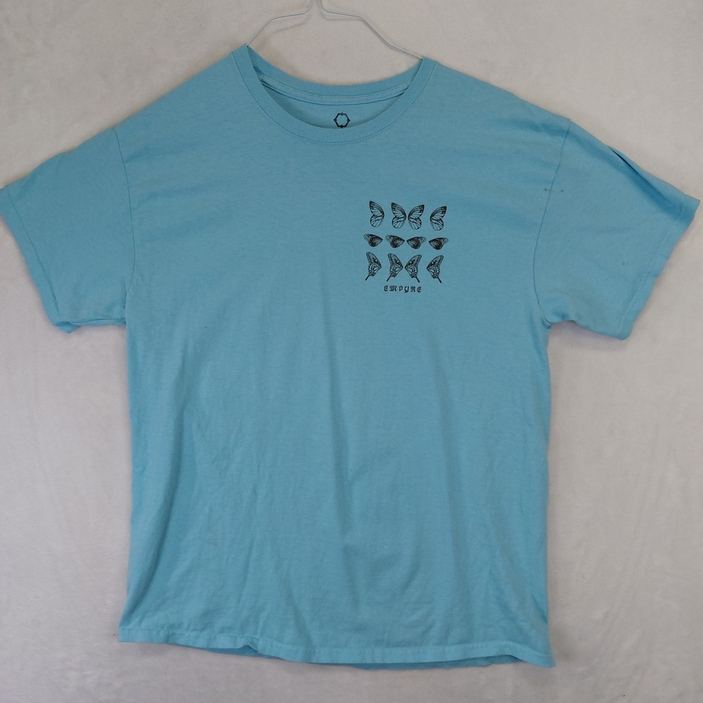 Empyre Mens Blue‎ Altered Perception Butterfly Graphic T-Shirt Large